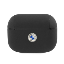 BMW Geniune Leather Silver Logo Apple AirPods Pro szilikon tok, fekete fülhallgató, fejhallgató tok