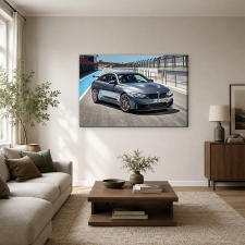  BMW M4 GTS sportkocsi versenypályán vászonkép dekoráció