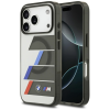 BMW M IML Metal Buttons Tricolor Lines Apple iPhone 17 Pro Max MagSafe hátlap tok, antracit szürke