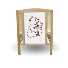 Bobas Bajka emelhető magasságú fenyő kiságy 60x120cm - Ölelő Macik kiságy, babaágy