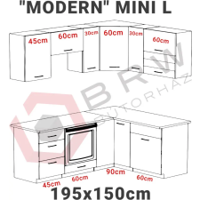 Bog-fran Modena MINI L alakú konyha 195x150 cm bükk – fehér bútor