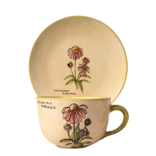 BögeManufaktúra Bíbor Kasvirág Reggeliző tányér és jumbo bögre bögrék, csészék