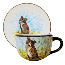 BögeManufaktúra Border Collie jumbó bögre ás Reggeliző tányér bögrék, csészék