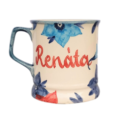 BögeManufaktúra Feliratos neves Kék virágos bögre bögrék, csészék