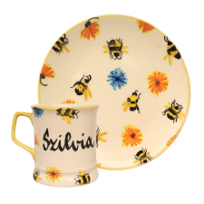BögeManufaktúra Feliratos neves Méhecskés bögre és reggeliző tányér bögrék, csészék