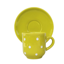 BögeManufaktúra Kávés bögre kistányérral neon zöld bögrék, csészék