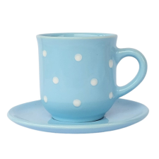 BögeManufaktúra Kévés bögre kistányérral pasztel kék bögrék, csészék