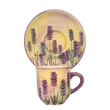 BögeManufaktúra Levendulás kávés bögre és kistányér bögrék, csészék