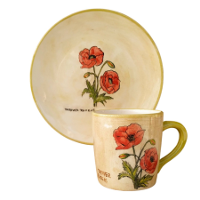 BögeManufaktúra Pipacs Reggeliző tányér és bögre bögrék, csészék