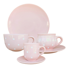 BögeManufaktúra Reggeliző nagy szett pasztel rózsa bögrék, csészék