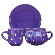 BögeManufaktúra Reggeliző szett lila bögrék, csészék