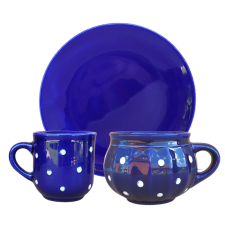 BögeManufaktúra Reggeliző szett sötét kék bögrék, csészék