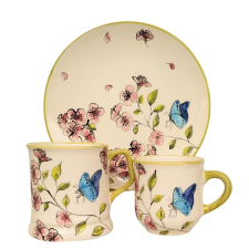 BögeManufaktúra Tavaszi pillangós reggeliző szett bögrék, csészék