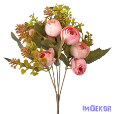  Boglárka 5 ágú selyemvirág csokor 32cm - Rózsaszín dekorációs kellék
