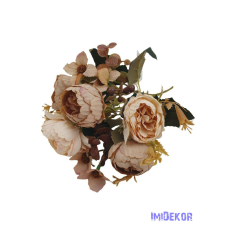  Boglárka 6 fejes selyem csokor 29cm - Világos Barna dekorációs kellék