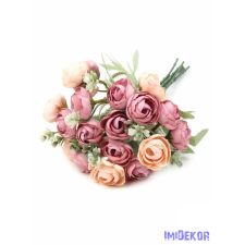  Boglárka csokor hamvas levéllel 32 cm - Barackos Mályva dekorációs kellék