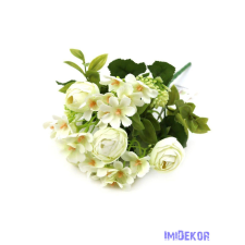  Boglárka + kis virágos selyem csokor 30cm 272 - Törtfehér dekorációs kellék
