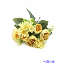  Boglárka + margaréta selyem csokor 32 cm - Krémsárga dekoráció