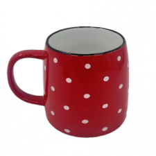 Bögre 8 * 8,5 cm kerámia piros pöttyös 259080 bögrék, csészék