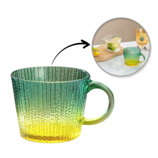 Bögre – Barázdált, színes üveg, zöld-sárga átmenettel, 380 ml SZK176 bögrék, csészék