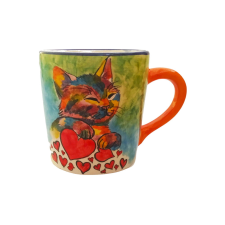 Bögre Manufaktúra Cica bögre szivecskés PopArt bögrék, csészék