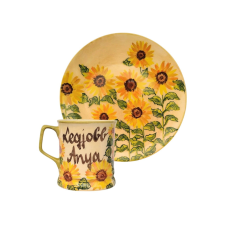 Bögre Manufaktúra Feliratos neves Napraforgó bögre és reggeliző tányér bögrék, csészék