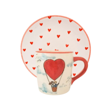 Bögre Manufaktúra Hőlégballon Szeretlek bögre Reggeliző tányérral bögrék, csészék