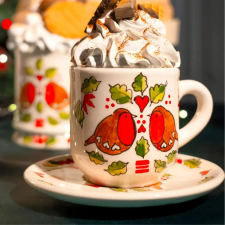 Bögre Manufaktúra Karácsonyi Madárka Kávés Bögre Kistányérral bögrék, csészék