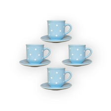 Bögre Manufaktúra Kévés bögre kistányérral négyes készlet pasztell kék bögrék, csészék