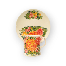 Bögre Manufaktúra Virágos bögre és reggeliző tányér FL001 - rózsa minta bögrék, csészék