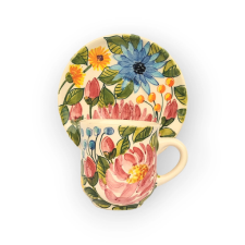 Bögre Manufaktúra Virágos kávés  bögre és kistányér FL002 - mezei virágok bögrék, csészék