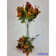  Bogyós 7 ágú mű díszítő csokor 27 cm - Narancsos dekorációs kellék