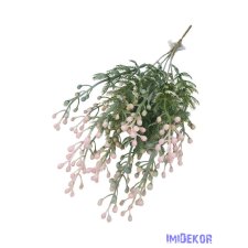  Bogyós műzöld csokor 36cm - Rózsaszín dekorációs kellék