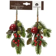  Bogyós pick csiptetős 22cm 2db-os dekorációs kellék