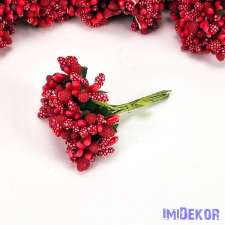  Bogyós rezgős mini csokor 9cm - Piros dekorációs kellék