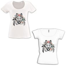  Boho farkas - Mély kivágású & Csónaknyakú Női Póló