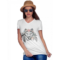  Boho farkas - Női V Nyakú Póló