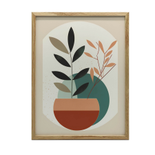 Boho Roślinność, 50x70 cm, rama drewniana ciemny brąz, papier matowy 230 gsm grafika, keretezett kép