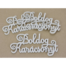 Boldog Karácsonyt felirat elegáns fehér 15cm 3db/csomag dekorációs kellék