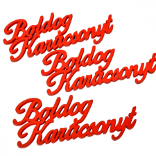  Boldog Karácsonyt felirat piros 15cm 3db-os dekorációs kellék