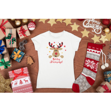  Boldog Karácsonyt szarvasos fehér póló ajándéktárgy