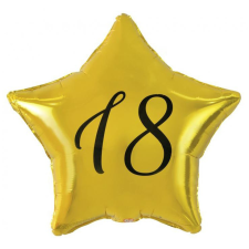 Boldog születésnapot Arany Happy Birthday 18 Gold csillag fólia lufi 48 cm party kellék