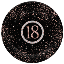 Boldog születésnapot Happy Birthday 18 Rose Gold papírtányér 8 db-os 18 cm party kellék