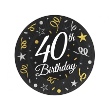 Boldog születésnapot Happy Birthday 40 B&amp;C papírtányér 6 db-os 18 cm party kellék