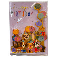 Boldog születésnapot Happy Birthday Animals 3D üdvözlőkártya party kellék