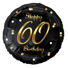 Boldog születésnapot Happy Birthday Black-Gold 60 fólia lufi 36 cm party kellék