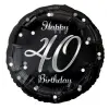 Boldog születésnapot Happy Birthday Black-Silver 40 fólia lufi 36 cm