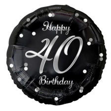 Boldog születésnapot Happy Birthday Black-Silver 40 fólia lufi 36 cm party kellék