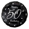 Boldog születésnapot Happy Birthday Black-Silver 50 fólia lufi 36 cm