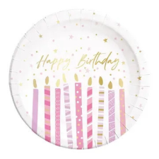 Boldog születésnapot Happy Birthday Candles papírtányér 8 db-os 23 cm FSC party kellék